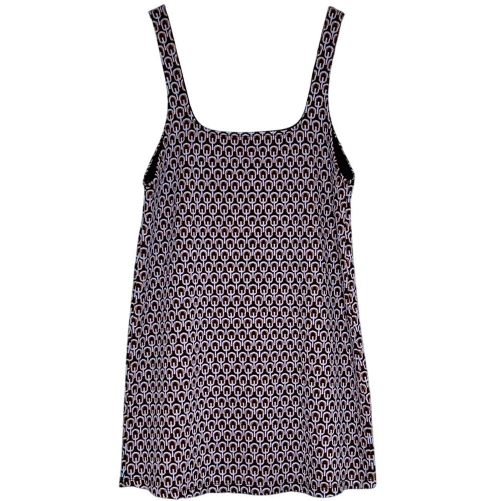 Zara Retro Patterned Mini Dress M Black Multi Casual Tank Style Vtg Inspired 70s